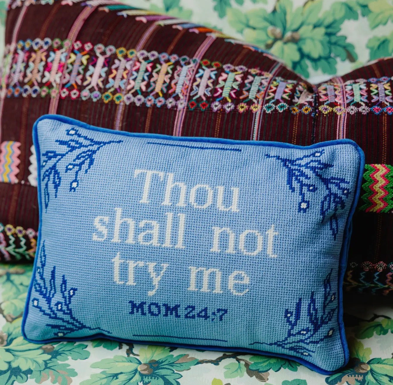 Try Me Needlepoint Pillow