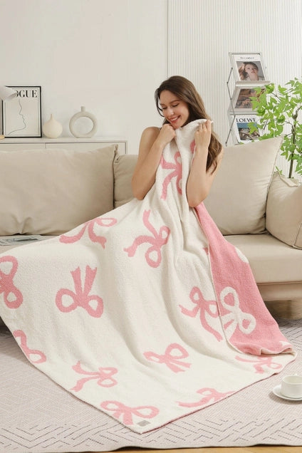 Blush Bow Throw Blanket