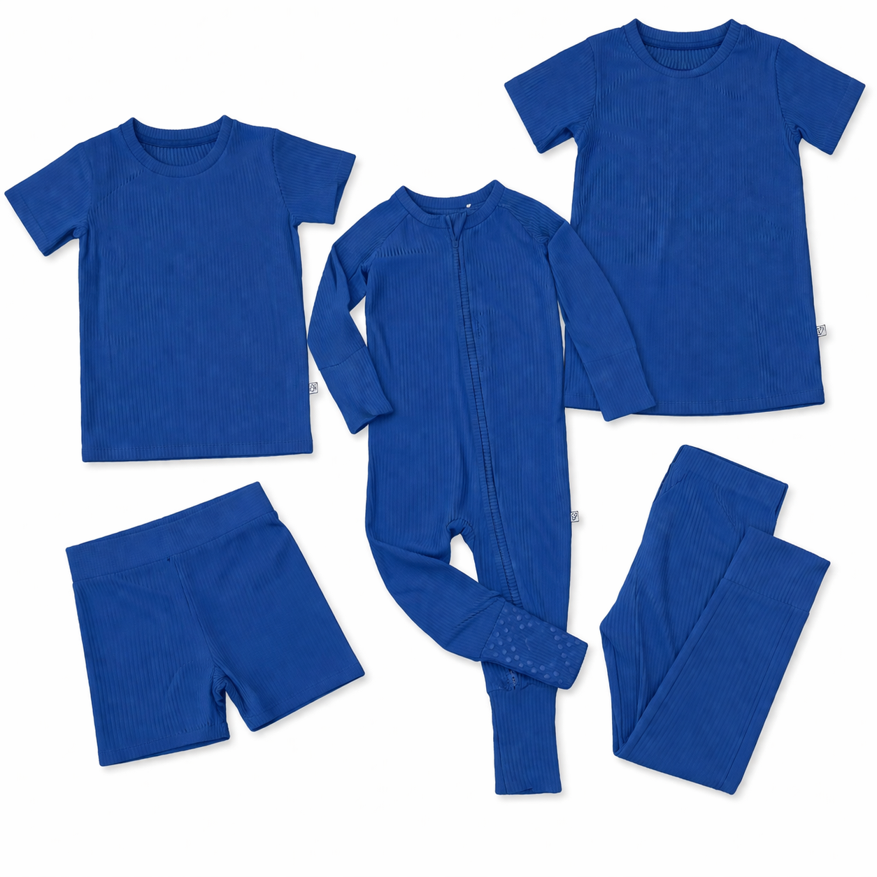 FIRE SALE - Blue Ribbed Pajama Shorts Set
