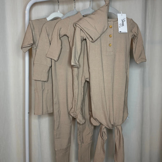 FIRE SALE - Oat Ribbed Kids Pajamas