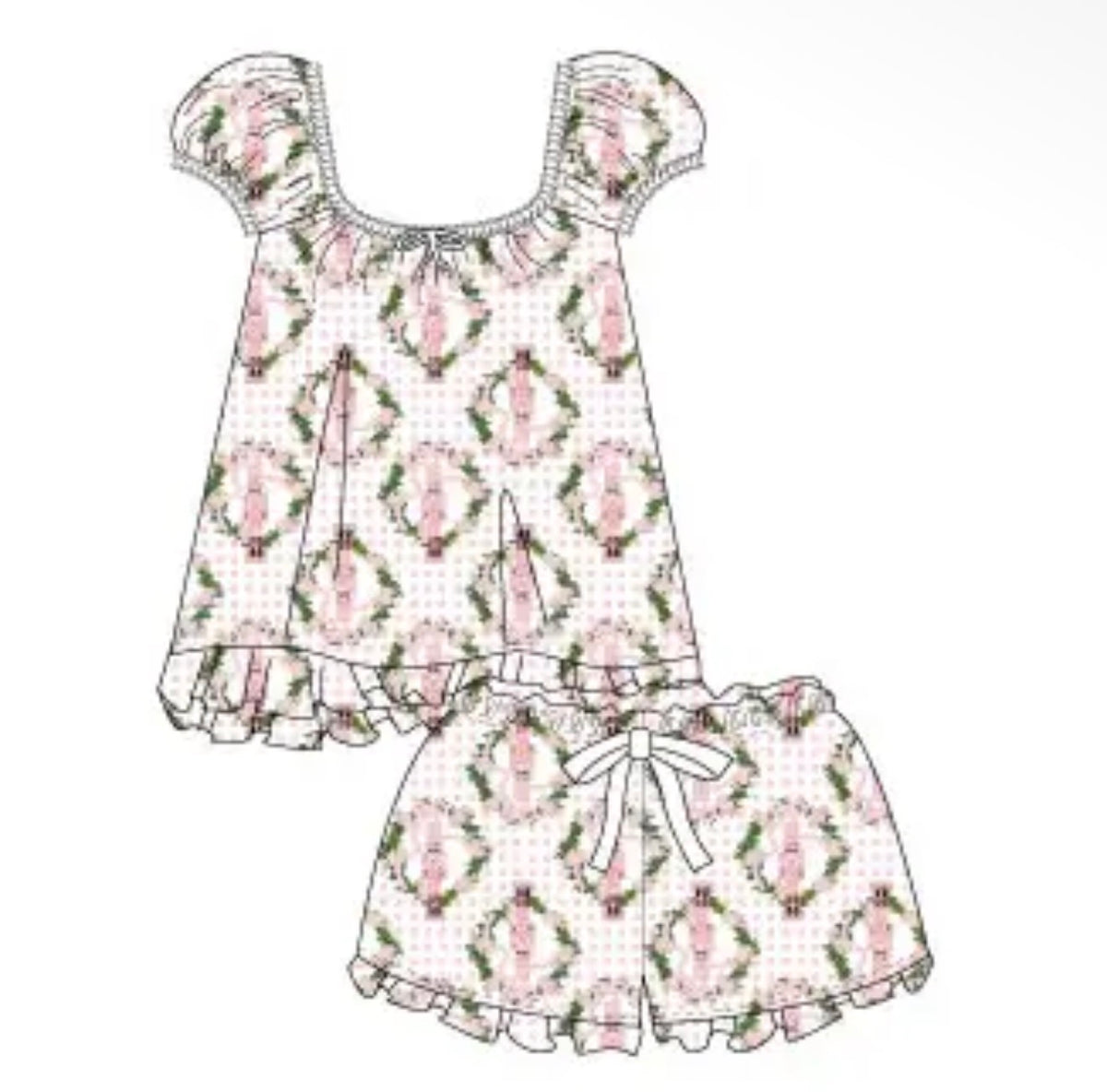 Sugarplum Gingham Cap Sleeve Pajama Set