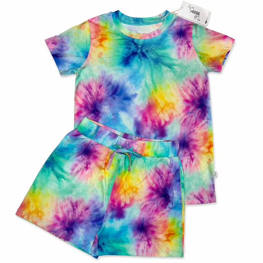 FIRE SALE - Rainbow Watercolor Pajama Shorts Set