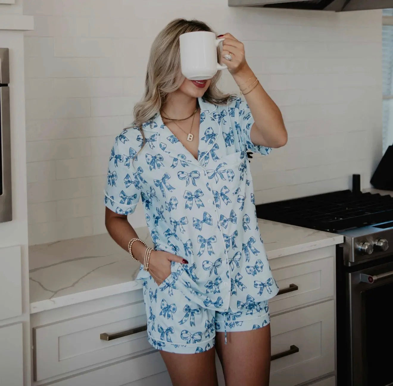 Blue Ribbon Pajama Set