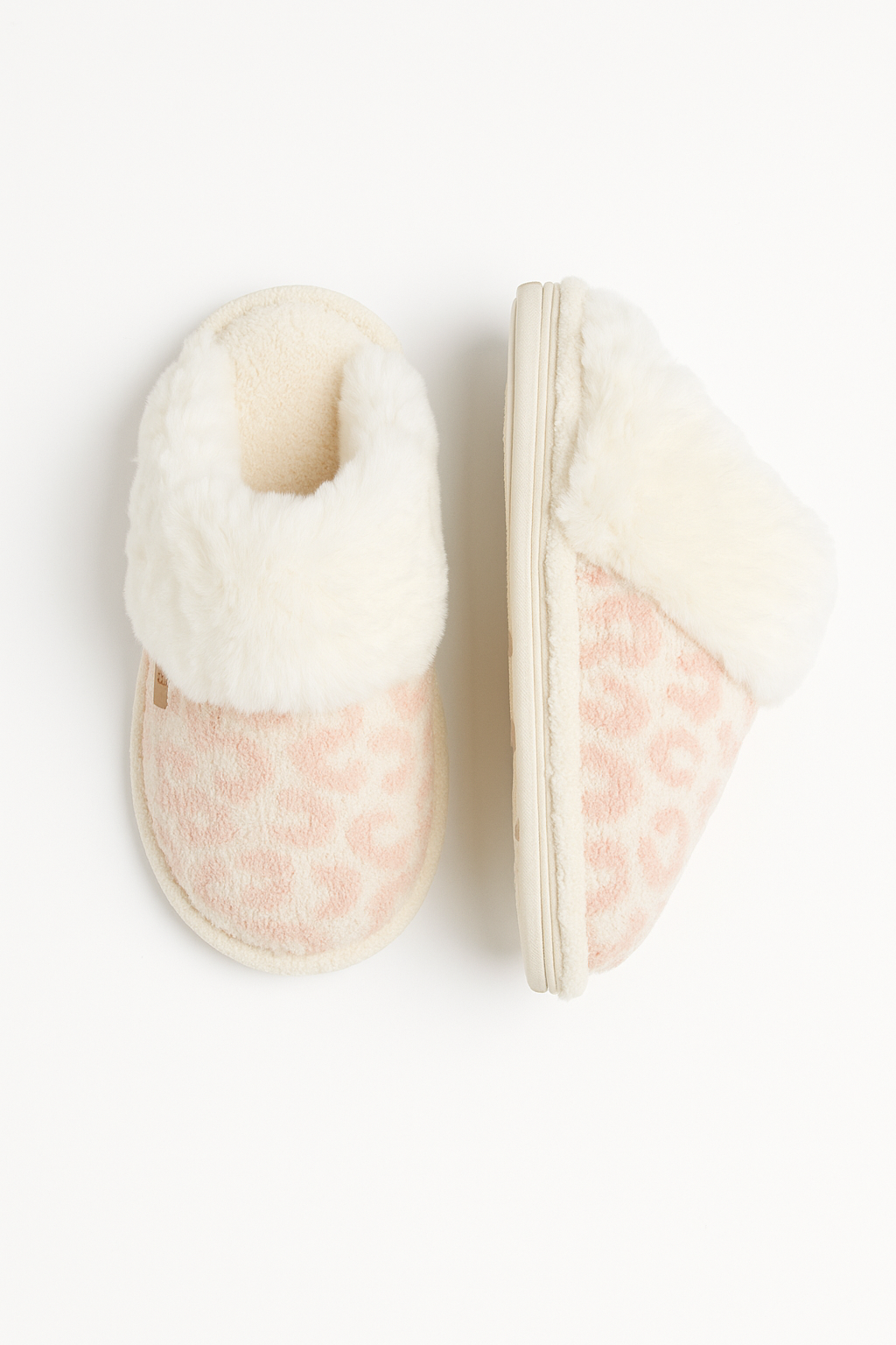 Leopard Faux Fur Cuff Slippers