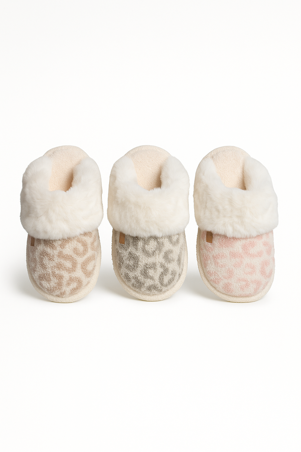 Leopard Faux Fur Cuff Slippers