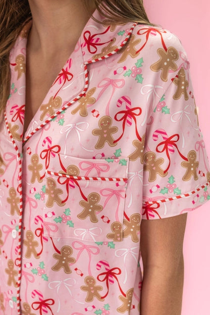 Gingerbread & Bows Pajama Short Set
