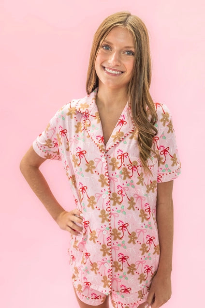 Gingerbread & Bows Pajama Short Set